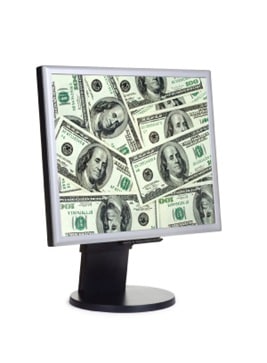 Money on computer screen