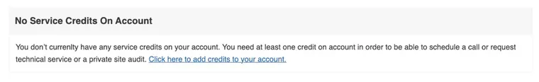Notice of no service credits