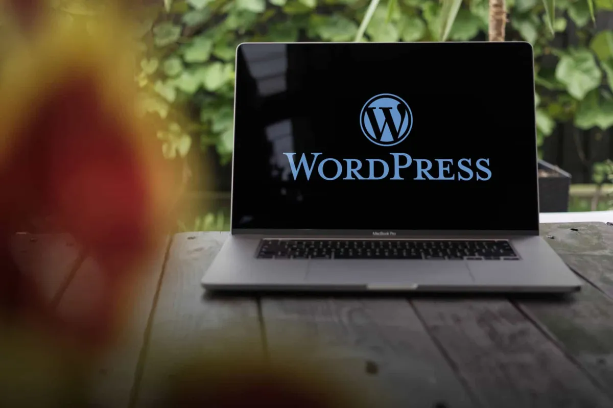 A WordPress site on a laptop