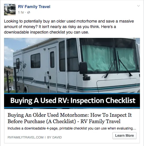 facebook ad to get more blog traffic