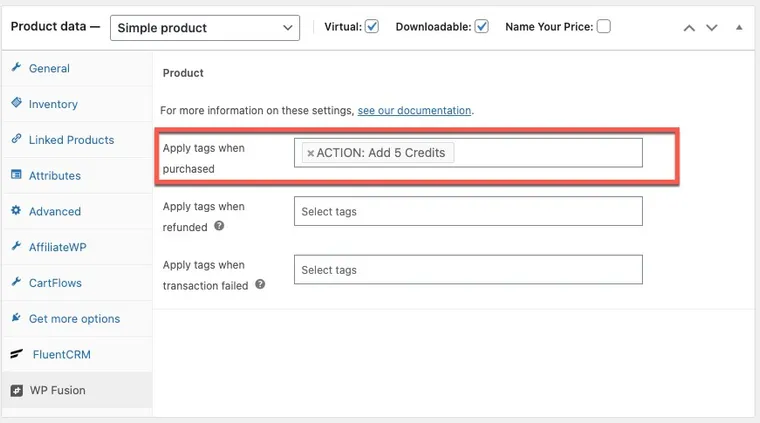 Adding a tag when they purchase service credits