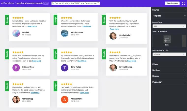 WP Social Ninja Google Reviews