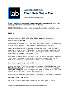 Flash Sale Swipe File