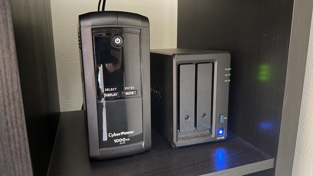 My Synology NAS in my local office in Florida (paired with a UPS for power protection)