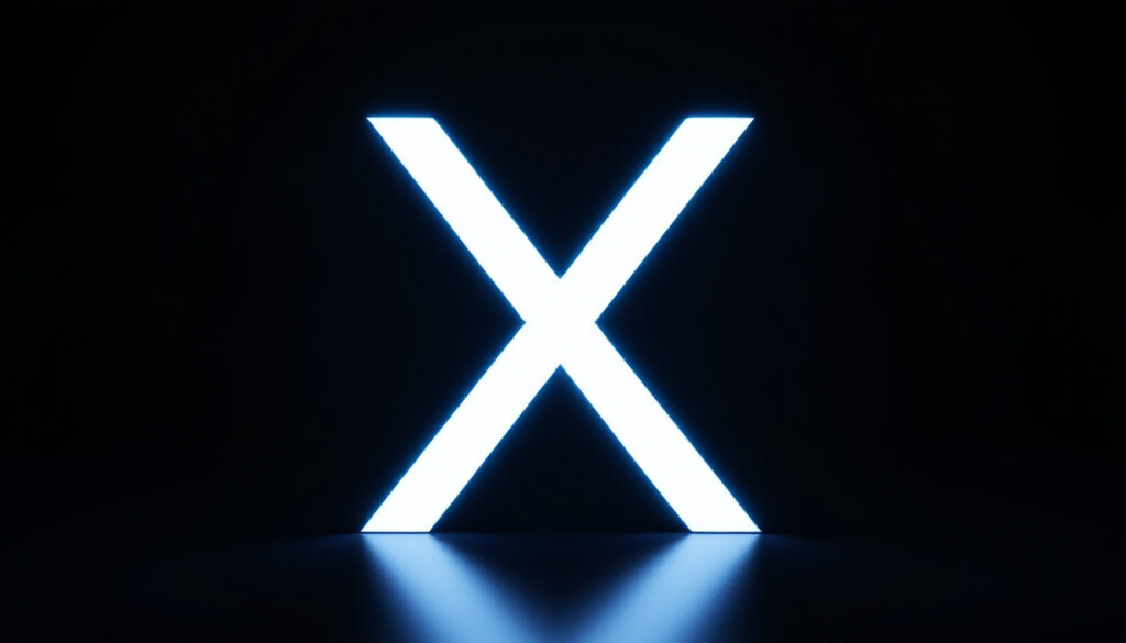 Illuminated X logo representing traffic and audience growth on the X platform
